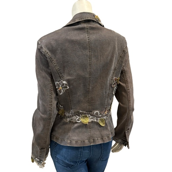 Vintage Lace and Sequin Embellished Denim Blazer Jacket - Picture 8 of 13